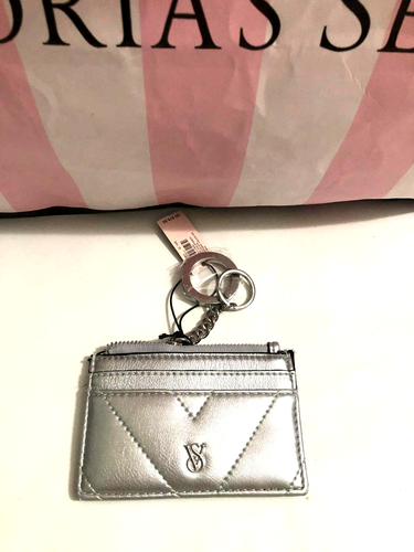 Victoria's Secret Quilted Card Case Keychain Coin Wallet, Silver NWT | eBay