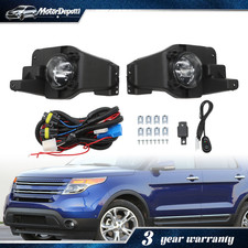 Pair Clear Front Fog Lights W Switch Wiring For Ford Explorer 2011-2015