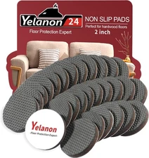 Yelanon Non Slip Furniture Pads -24pcs 2" Grippers 24pcs Round, Black 