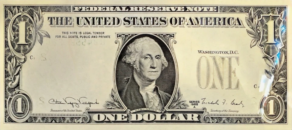 $1 1988A 2 Errors In 1 Note Missing Third Printing / Print Face On Back PCGS 65 - Image 3 of 4