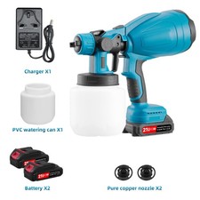 2 Battery Cordless Paint Sprayer Fence Wall Airless 21V HVLP Spray Gun Charger