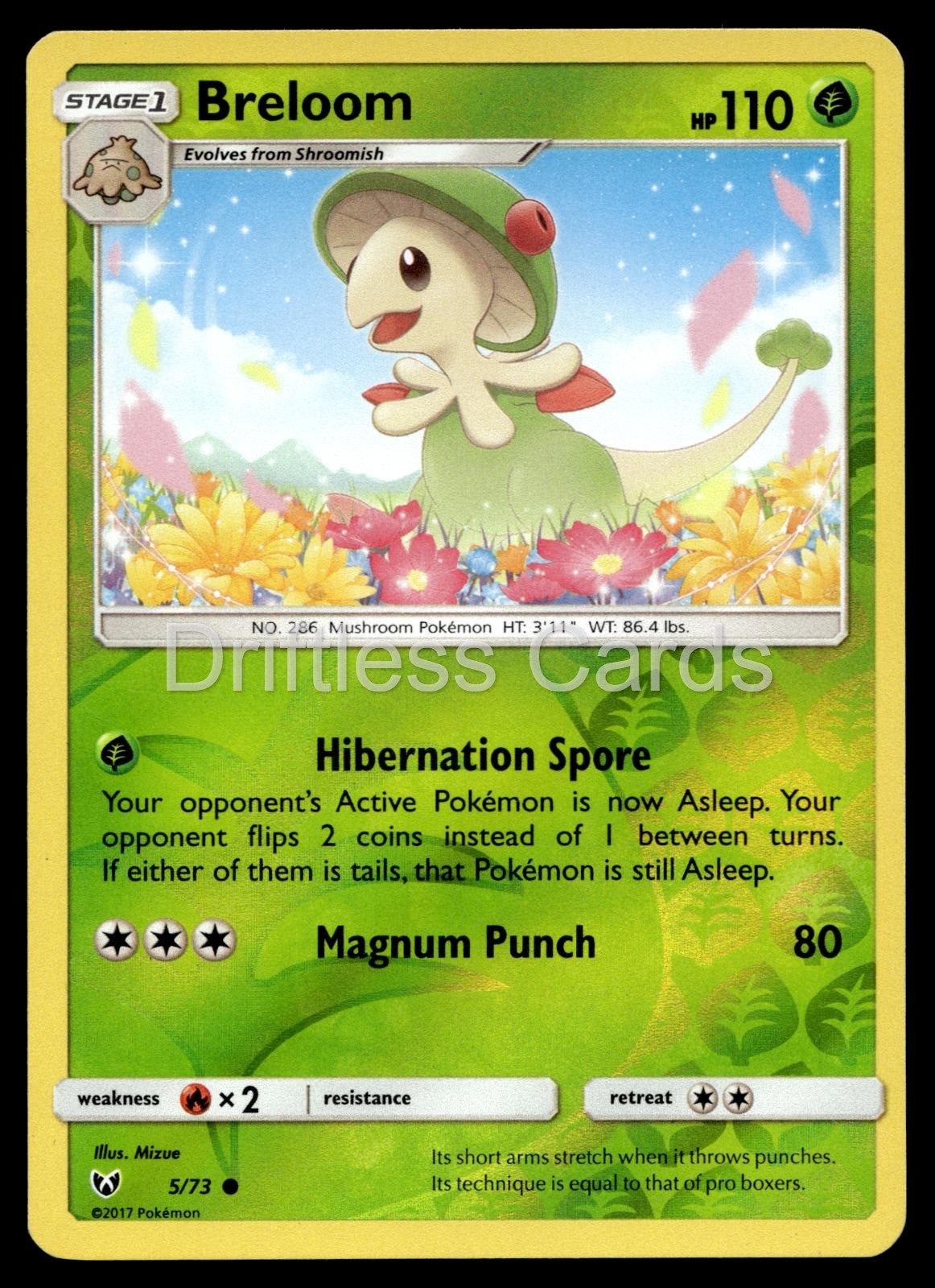 Breloom 5/73 Common Shining Legends Pokemon Reverse Holo NM/M