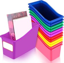 12 Pcs Plastic Book Bins Bulk for Classroom Interloing Magazine