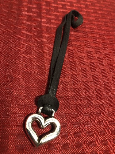 BRIGHTON HANGING HEART FOR PURSE,ETC*BLACK SMOOTH OR PEBBLE LEATHER*CHOICE*7.25"
