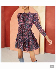 Ulla Johnson Prissa Floral Print Mini Dress in Midnight Size 4
