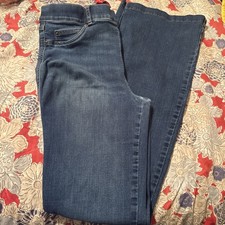 SPANX Flare Jeans Vintage Indigo Large Long Tall High Waist Pull On  read