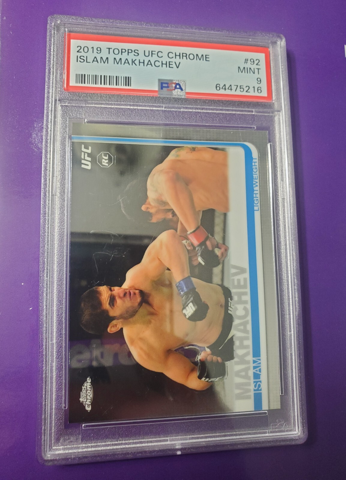 2019 Topps Chrome UFC #92 Islam Makhachev (RC) PSA 9 P4P #1, LW champ