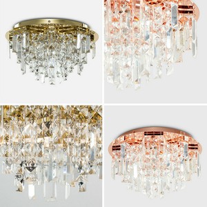 100 Crystal Glass Flush Led Ceiling Light Fittings Copper Chrome