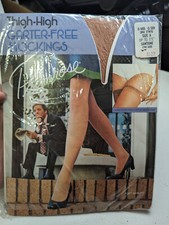 Vintage Woolworth Primrose NOS Thigh High Garter Free Stockings Size A Suntone