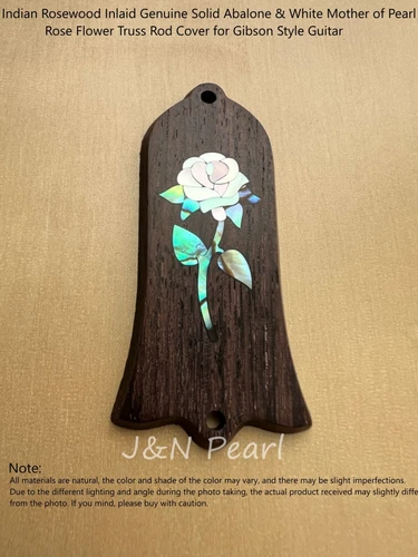 Rosewood Truss Rod Cover Inlaid Abalone+Mother of Pearl Rose Fits Gibson Guitars
