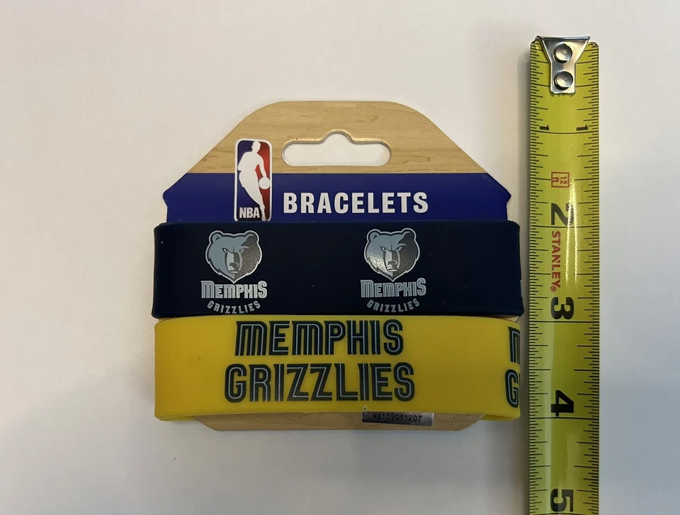 Juego De 2 Pulseras Anchas Memphis Grizzlies NBA Goma Silicona Foto 4 de 4