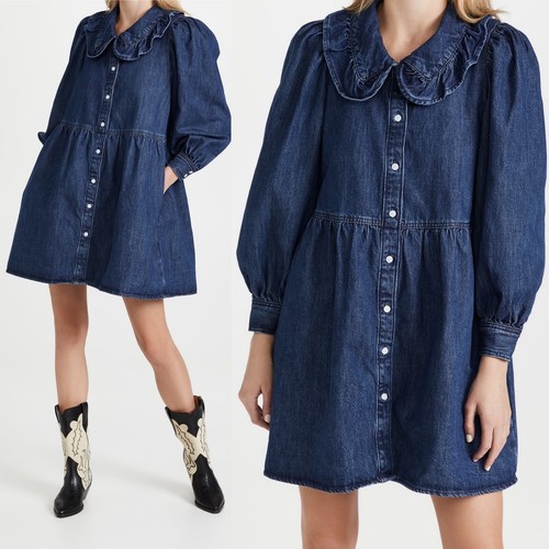Levis Mira Blue Denim Ruffle Collar 