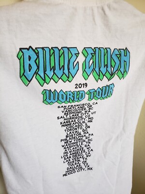 Billie Eilish 2019 World Tour Concert T-Shirt Double Sided w Dates