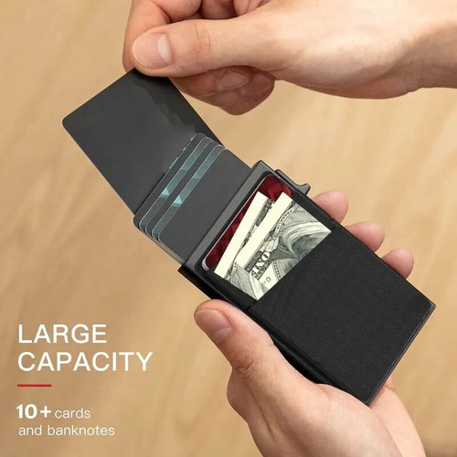 Portatarjetas de crédito RFID Hombres Delgado Mini Carteras Minimalistas Lujo Metal Ba... - Imagen 5 de 16