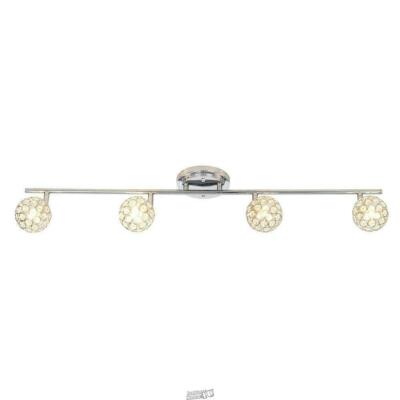 Hampton Bay-4-Light Chrome Fixed Track Lighting Kit Bar Crystal Ball Chrome 