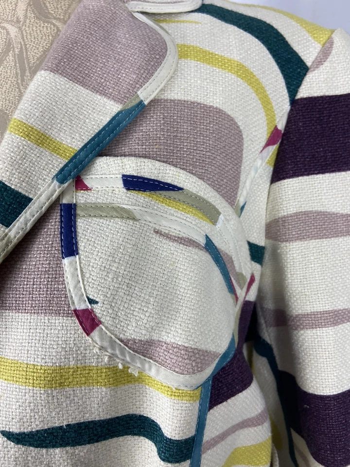 MARNI Size 6 Open Closure Colorful Summer Linen Jacket  - Image 3 of 4