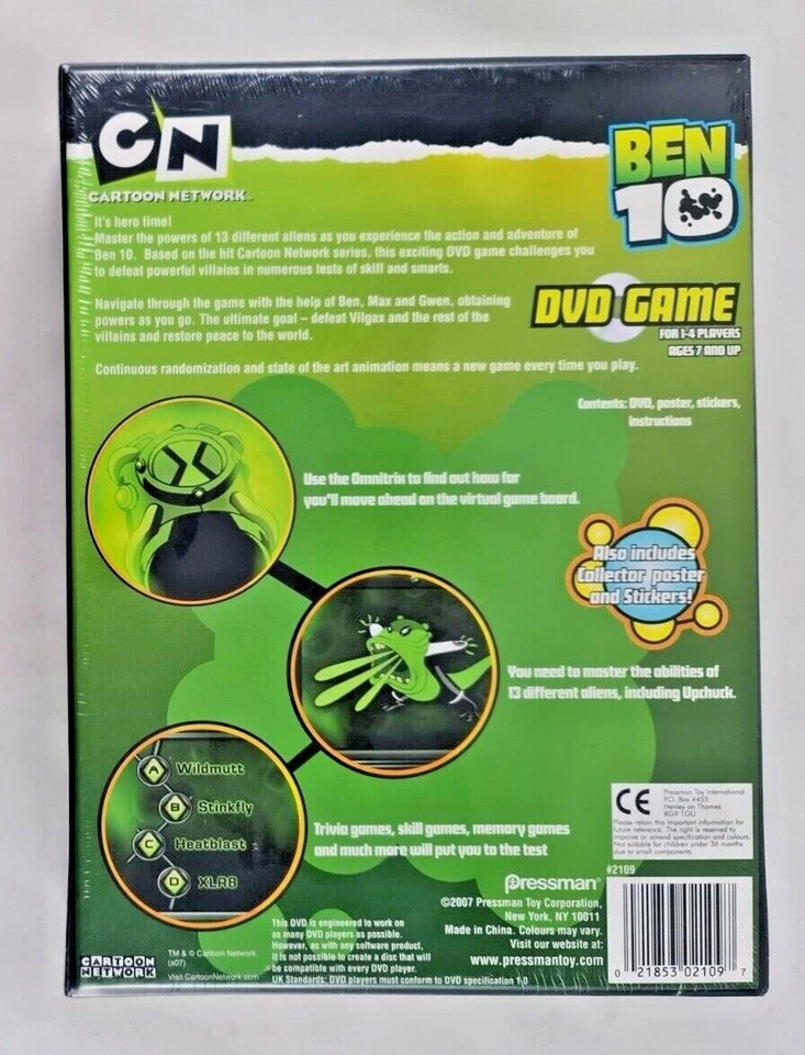 New - Ben 10 DVD Game Boxed With Poster & Stickers Cartoon Network 2007 Pressman - Image 2 of 4