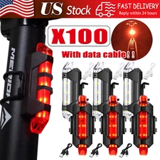 5 LED USB Rechargeable Bike Tail Light Bicycle Safety Cycling Warning Rear Lamp