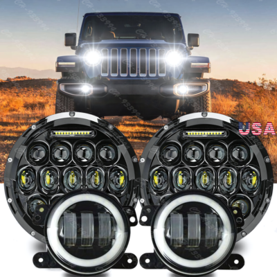 For Hummer H2 H3 H3T 06-10 7 LED Headlights Fog Lights Combo Halo Angel Eyes For Hummer H2 H3 H3T 06-10 7 LED Headlights Fog Lights Combo Halo Angel Eyes