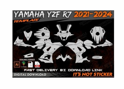 YAMAHA R7 2021-2024 template vector 1/1 real scale EPS PDF CDR format