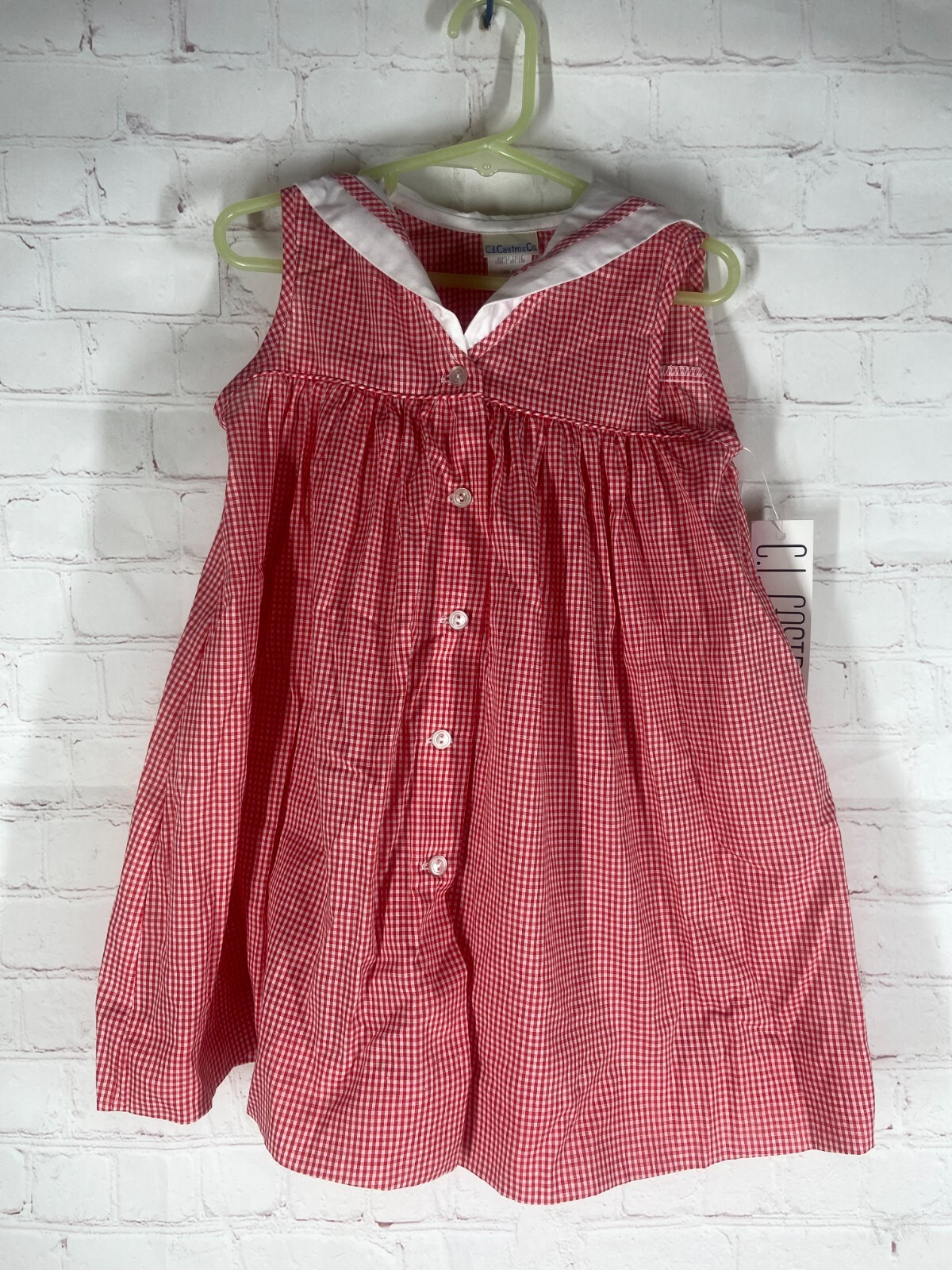 Vintage C.I. Castro Checkered Red Sailor Dress 2 Piece w/ Matching Bloomers- 4T