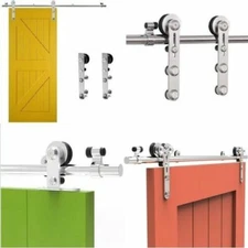 5-20FT Heavy Duty Sliding Barn Single Wood Door Hang Style Track Hardware Kit