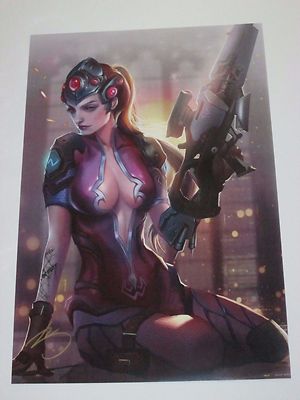 2017 SDCC OVERWATCH WIDOW MAKER ART PRINT BY FAN YANG SIGN 12 3/4x18 7/