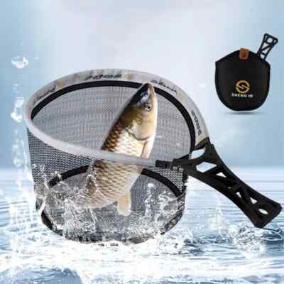 Handle Fly Fishing Hand Net Collapsible Small Mesh Foldable Landing Net Hand Net