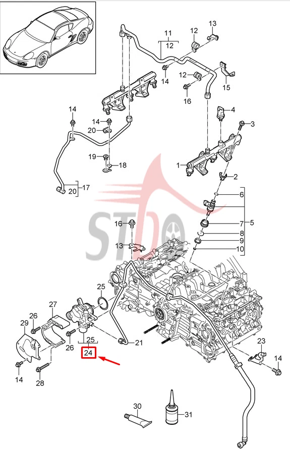 Bomba de combustible de alta presión OEM PORSCHE 997991981 Boxster Cayman 07-16 9A111031506 Foto 4 de 4