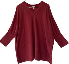 J.Jill Pure Jill Easy Rib-Trimmed Pullover Sweater Size L Burgundy Dolman Sleeve