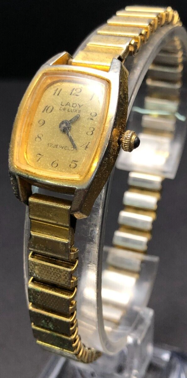 Vintage Lady De Luxe 17 Jewels Analog Watch - Untested - May Need Battery/Repair
