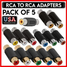 RCA Coupler Female Jack RCA to RCA Extender Adapter Audio Video Connector 5 PACK