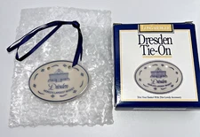 Longaberger Tie On Dresden Basket Accessory 1.5" Ceramic w Ribbons 33707 New