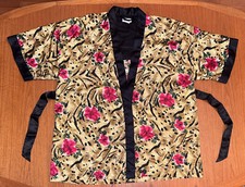 Vanity Fair, Exotic Floral/Animal Print Kimono Style Woman's Belted Robe, Sz XL