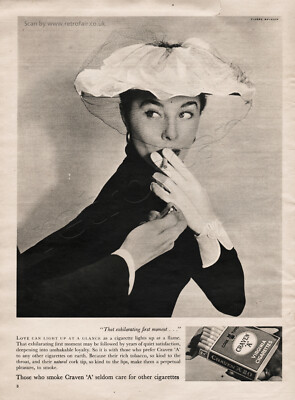 1951 Craven 'A' Zigaretten (Pierre Balmain) ganze Seite Vintage Magazin Anzeige