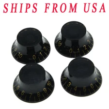 KAISH 4pcs Black w/ Gold Number LP Guitar Top Hat Knob Bell Knobs Fits Les Paul
