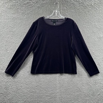 Womens Velour Minimalist Pullover Knit Top 14 Cozy Stretch Long Sleeve Everyday