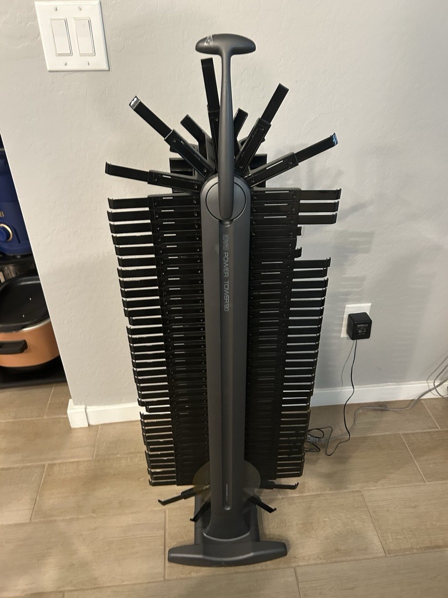 DVD Power Tower 80 Rotating Freestanding Rack Black Plastic Holds
