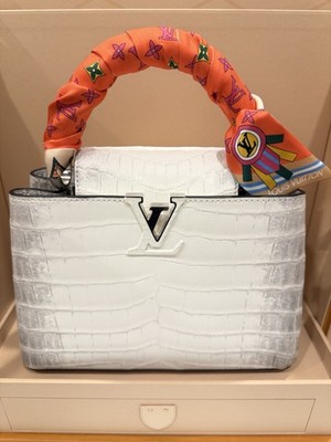 Louis Vuitton White Himalaya Crocodile Capucines BB Ultra Rare