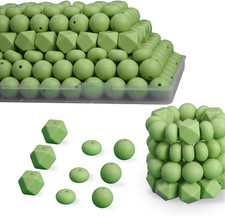 150Pcs Silicone Beads for Keychain Making, Three Shapes Silicone Focal Beads for