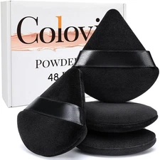 48 PCS Powder Puff, Face Soft Makeup Sponge, Velour Triangle Powder Puff for ...
