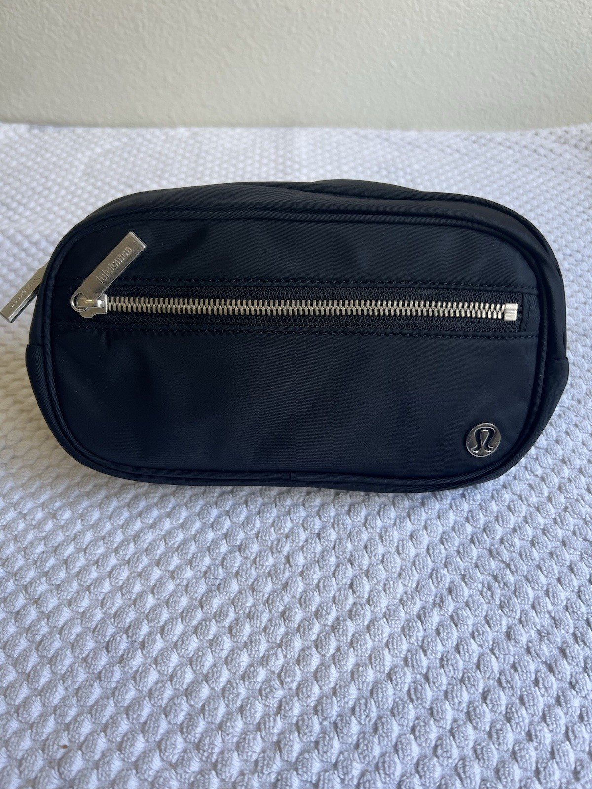Lululemon Black Crossbody Bag Zip Closure Silver Hardware with Outer Pockets