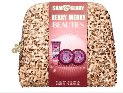 Soap Glory Berry Merry Beauties 3-teiliges Geschenkset luxuriös BERRY & BRIGHT GLITTER