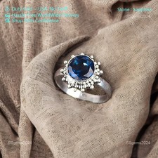 Handmade 925 Silver Ring Women Jewelry Blue Sapphire Wedding Ring Gift For Her