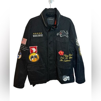 Reason Patchwork Eclectic Utility Jacket Men's Size XXL