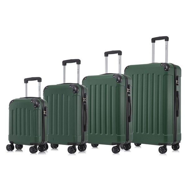 Koffer Suitcase Set, Trolley Reisekoffer, Rollkoffer HandgepäCk, DunkelgrüN-image