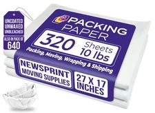 Packing Paper Sheets 320 Count 27x17 10lb Moving Shipping Supplies