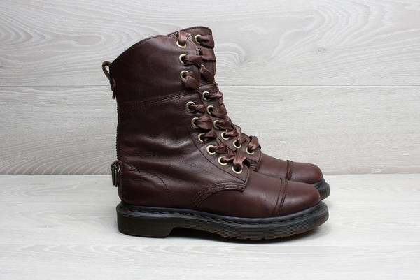 Women Dr. Martens Boots Brown Leather 36 #3K7P
