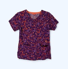 Carhartt Force Modern Fit Pink Floral Print V Neck Scrub Top Womens Size Small