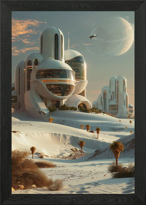 Alien Moon Colony Gerahmtes Wandbild Poster Leinwanddruck Bild